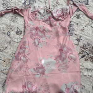 Princess Polly Pink Floral Slip Dress with built in bra